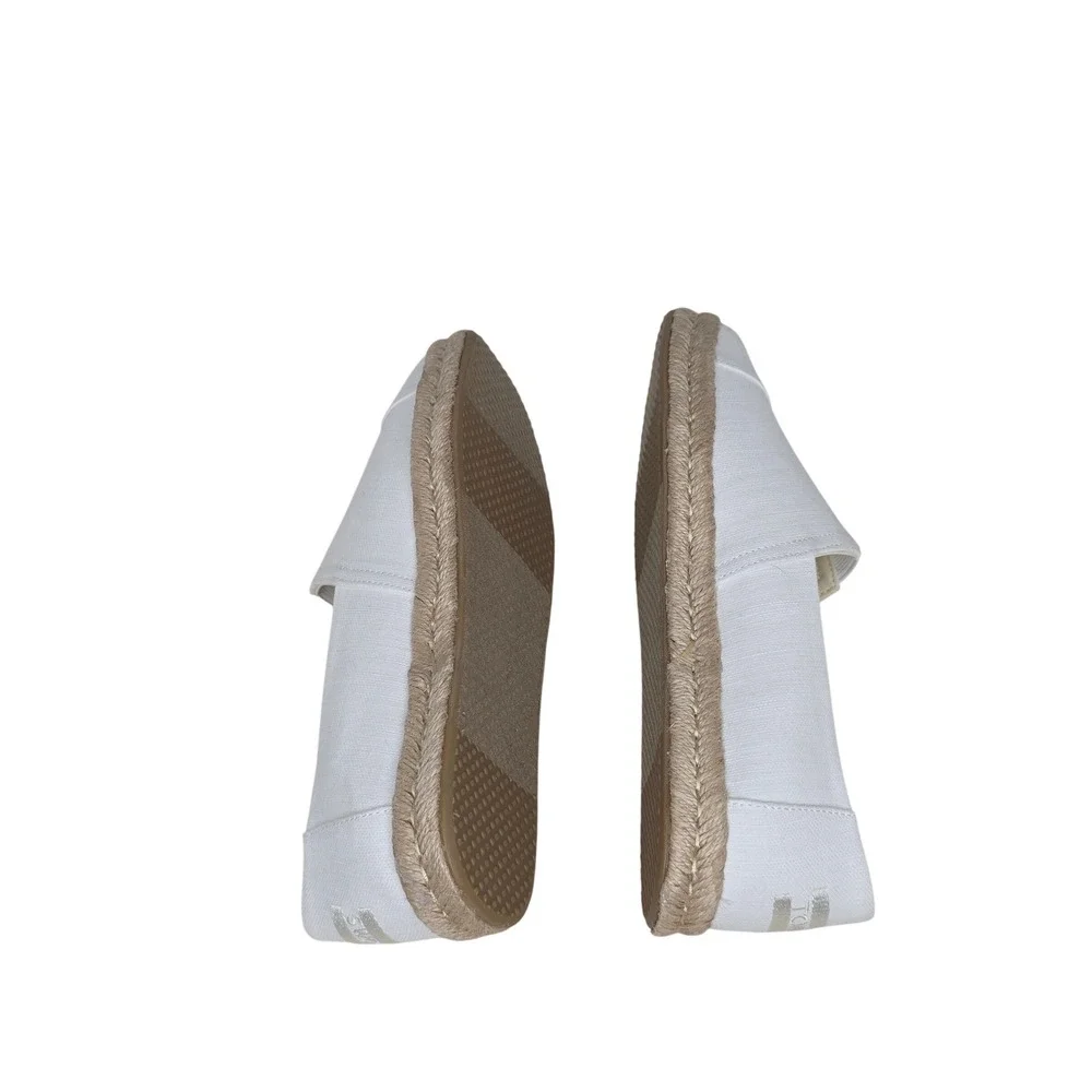 TOMS Off White Alpargata Espadrille Slip On Canvas‎ Shoes W's 10 Comfy Relaxing